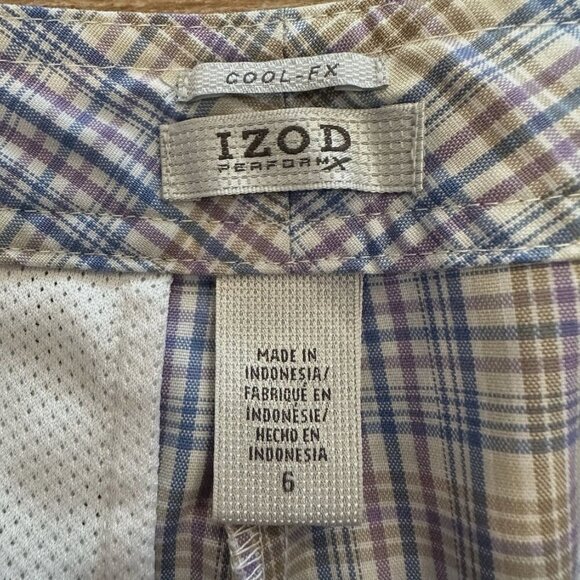 IZOD Women's 6 Blue Purple Plaid Lined Long Bermuda Sport Casual Golf Shorts - Picture 2 of 4